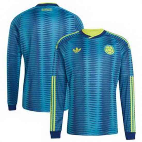 Men Colombia Blank 2026 Away Replica Turquoise Jersey 2